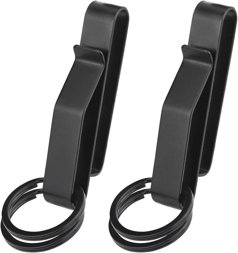 Ullnosoo Duty Belt Key Holder, 2 Pack Belt Key Clip, Stainless Steel Stealth Belt Loop Key Ring Holder with 4 Keyrings UIInosoo for Handcuff Fits Max 2.25 Inch Belt - Image 1